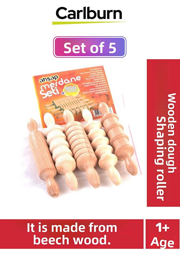 Special Beech Wood Play Wooden Dough Shaper Baby Kids Roller Set of 5