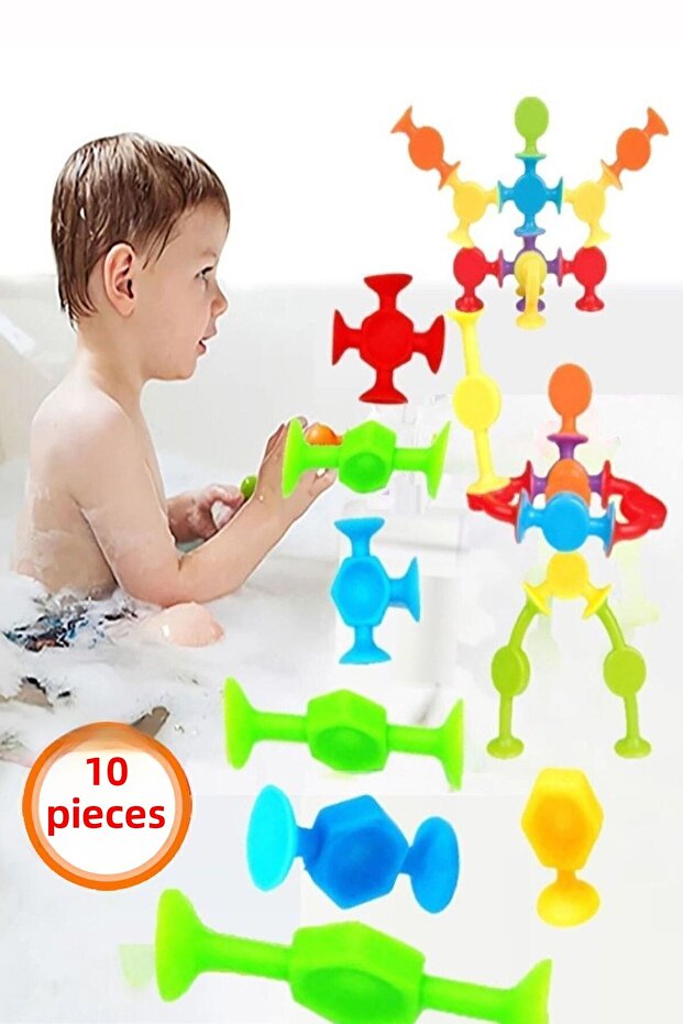 10 Pieces Silicone Gems with Suction Cup - Popit Educational Toy Squigz Puzzle Jigsaw - 5