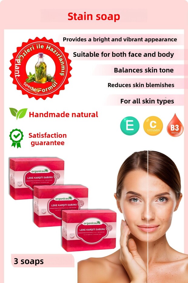 Natural Anti-Spot Soap 140g x 3 Pieces For All Skin Types Against Skin Blemishes