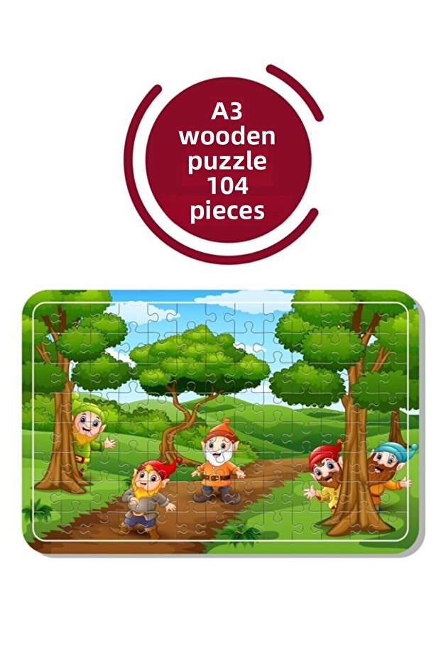 Dwarfs in the Forest A3 104 Piece Puzzle, Toy, Jigsaw