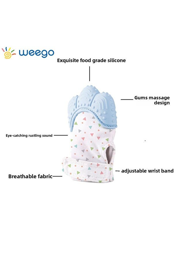Teether Patterned Rustling Gloves Mint Blue 0-12 Months - 3