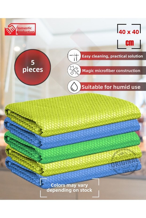 5 Pieces Diamond Pattern, Microfiber Glass Cloth, Car Cloth, Office Cloth, 42x42 Cm, Cleaning Cloth