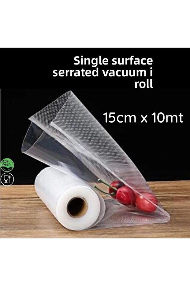 Roll Vacuum Bag - Single Surface Serrated - 15CM X 10MT