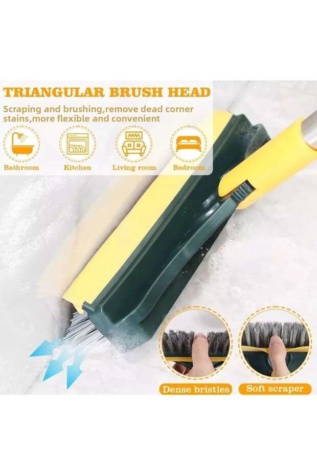 V-shape Cleaning Brush Floor Scrub Magic Broom With Long Handle And Squeegee Double Brush - 6