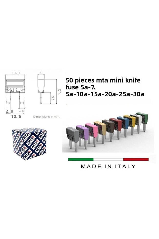 Mini Blade Fuse Set 50 Pieces Mixed - 5a-7,5-10a-15a-20a-25a-30a - 1