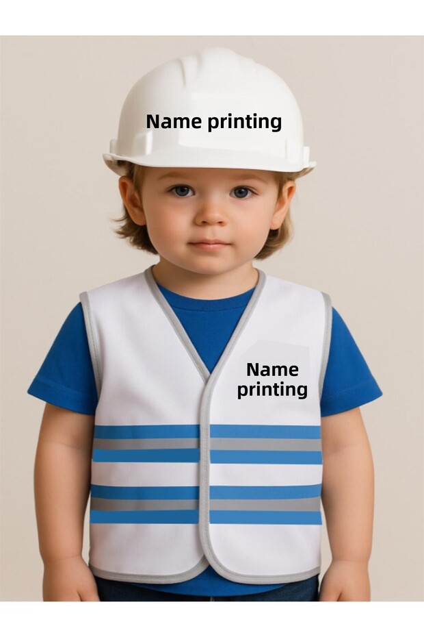 Children's Vest and Helmet Set (Inform Name Printing in the Question Part Please) - 1