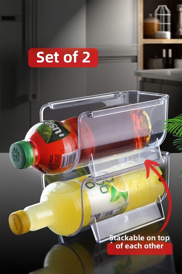 منظم زجاجات قابل للتكديس بطبقة شفافة 2 قطعة - BDD-39 - 1