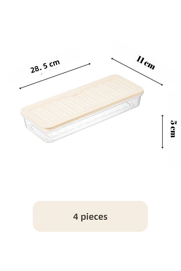4-Piece Fridge Organizer - Storage Container with Cream Lid for Microwave and Freeze 4 X 1170 ml - 4