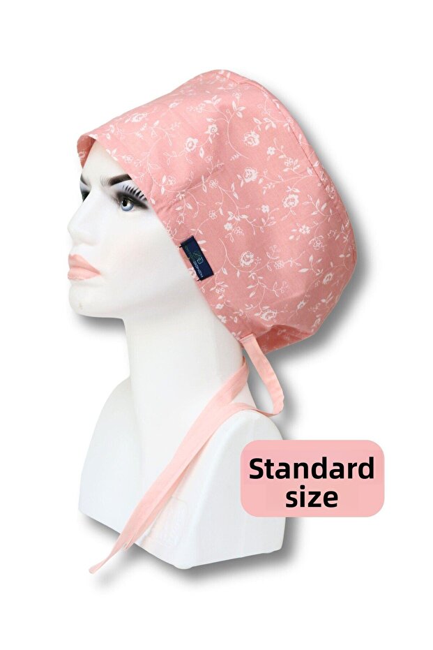Standard Size Pink Floor Rose Pattern Surgical Bonnet Doctor Nurse Sanitary Hospital Bonnet