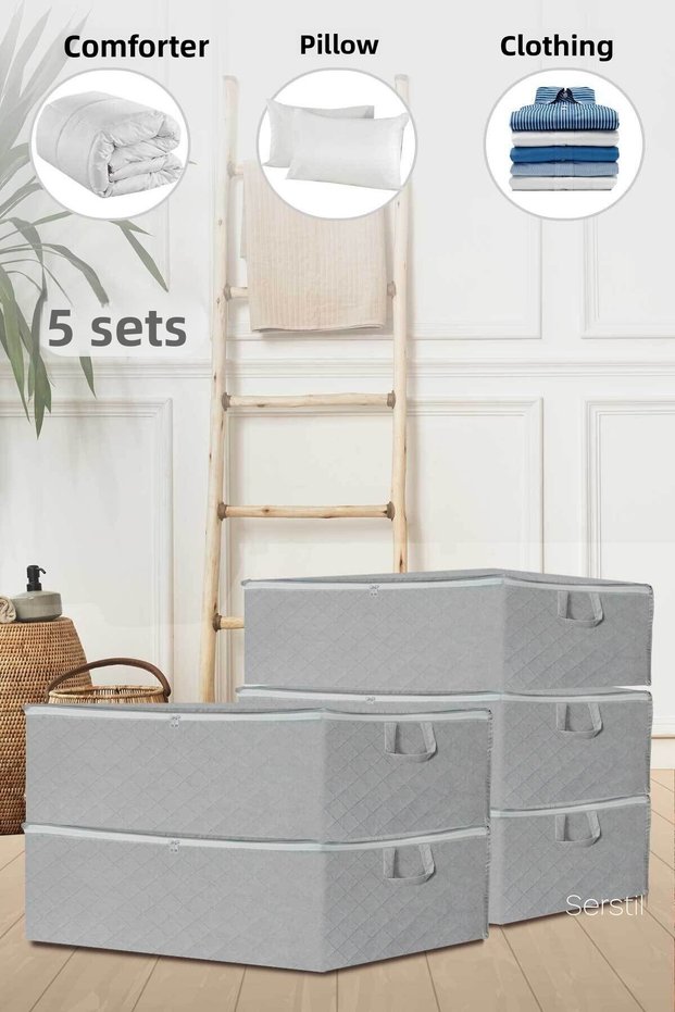 5 Pieces - Anthracite Base Base and Sofa Bed Type Storage Bag 64 X 45 X 22 Cm