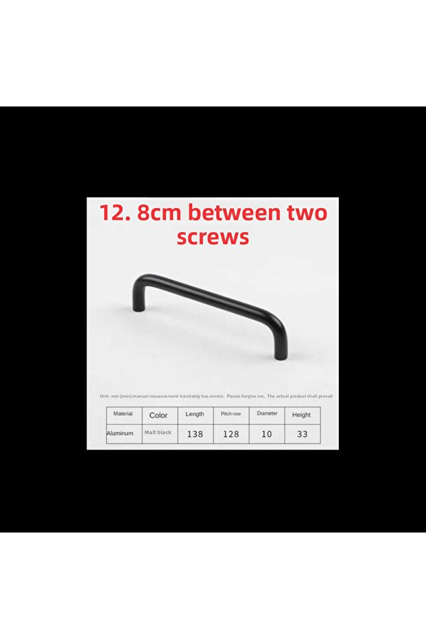 (2 PCS) U HANDLE 128MM MATTE BLACK TV UNIT DRAWER CONSOLE DRAWER KITCHEN DOOR HANDLE - 2