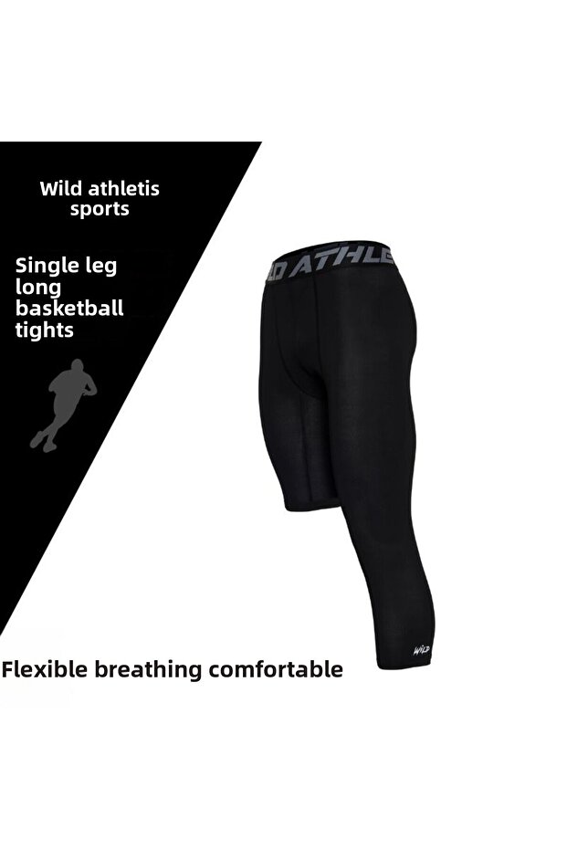 Basketball Single Leg Long 3/4 Sports Tights Left Long