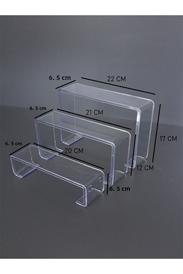 Βάση επίδειξης παπουτσιών Σετ σκάλας 3 τεμαχίων Stacked Plexi Transparent - 3