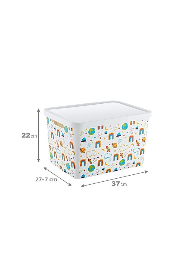 صندوق متعدد الأغراض منقوش ستافي مع غطاء 18 لتر - 2