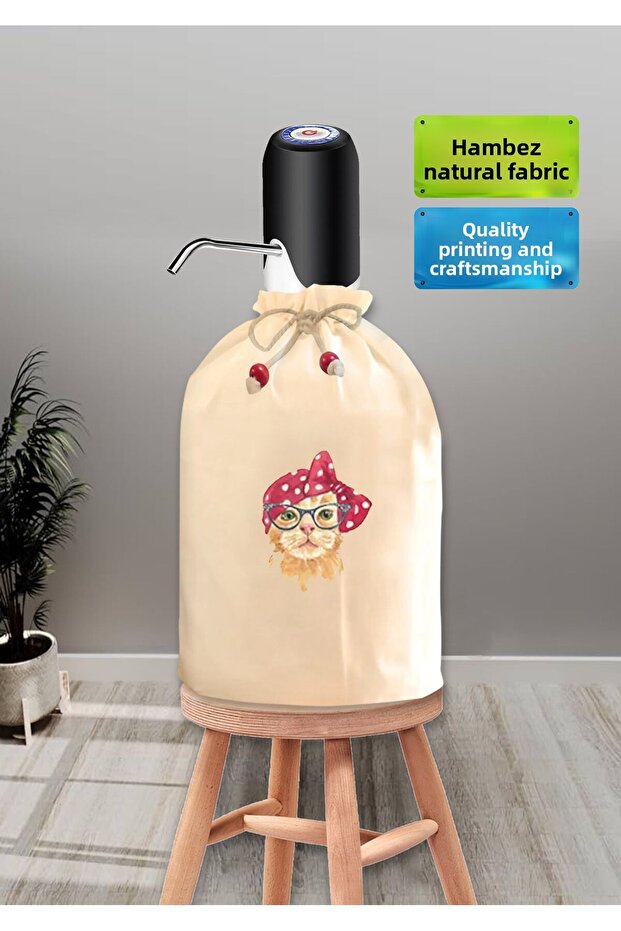 Cream Bottle Cover Bandana Cat Printed Bottle Bottle Cover