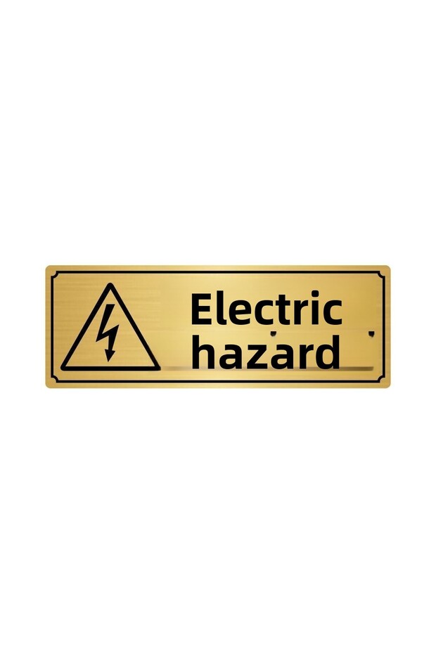 Electric Hazard 10Cmx20Cm Gold Color Metal Baffle Sign