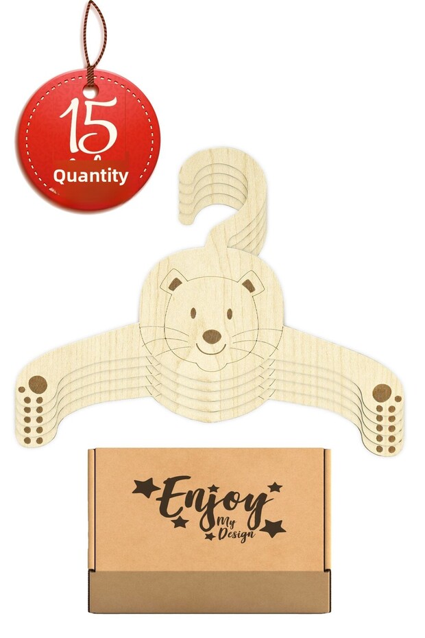 15-Piece Baby Clothes Hanger with Lion Figure Wooden Clothes Hanger
