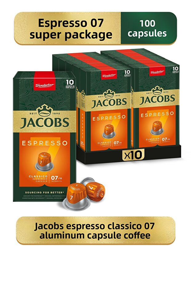Espresso 7 Classico Nespresso Compatible Aluminum Capsule Coffee 10 Pieces x 10 Packs - 1