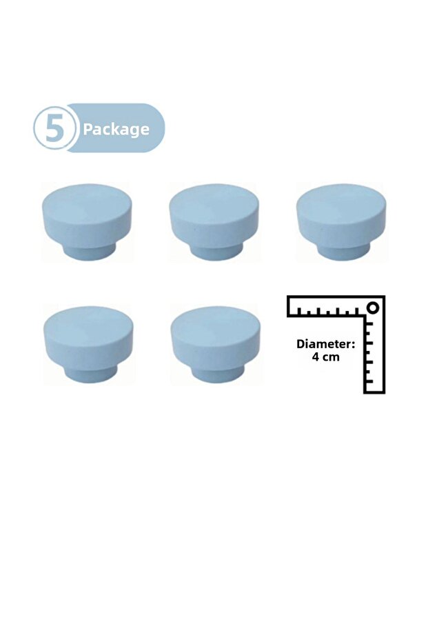 5 Pieces Tiny Light Blue Round Handles - Baby Kids Teen Room Handles Cabinet Handle