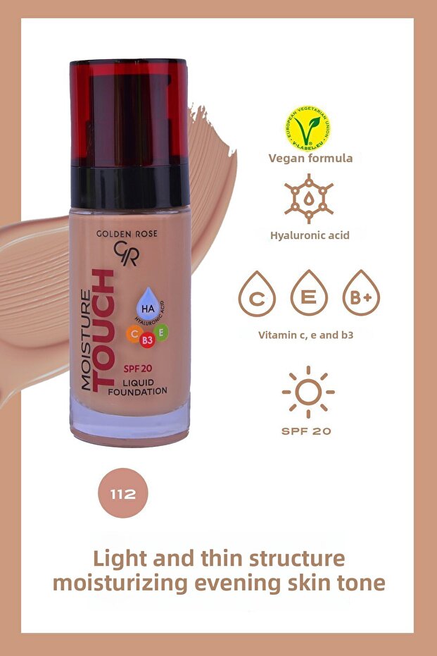 Moisture Touch Foundation No: 112 - Hyaluronic Acid Moisturizing Foundation Spf 20 - 30 ml