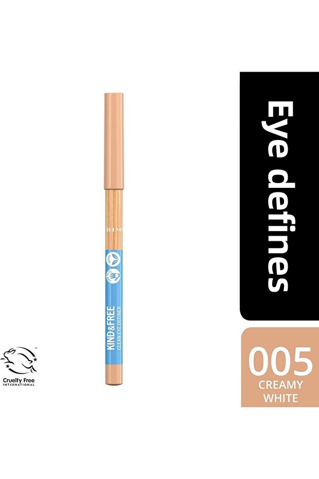 Rimmel Kind & Free Clean Pencil, Texture, Vegan Formula - 005 - Creamy White, 1.1g (0.04oz)