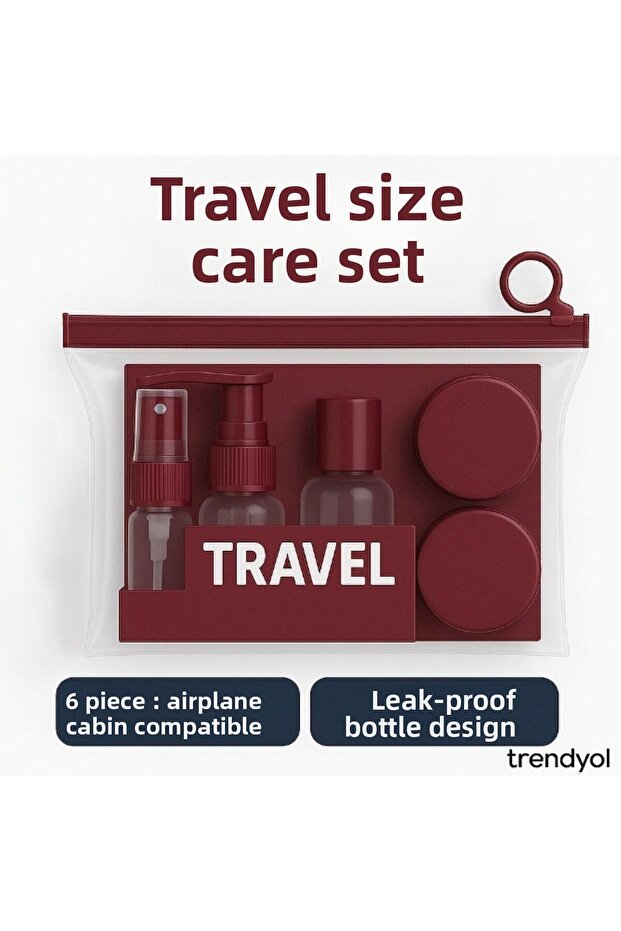 5 Piece Colorful Travel Care and Cosmetic Set, Airplane Cabin Compatible
