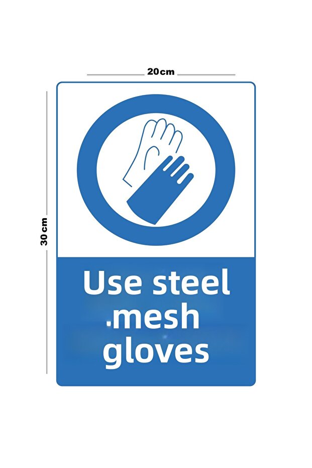 Handle Metal Steel Mesh Gloves 20cm X 30cm A4 Size Warning Sign Diversion Sign