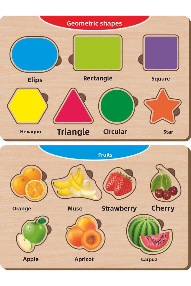 Wooden Find and Plug Educational 2 Piece Jigsaw Puzzle Set