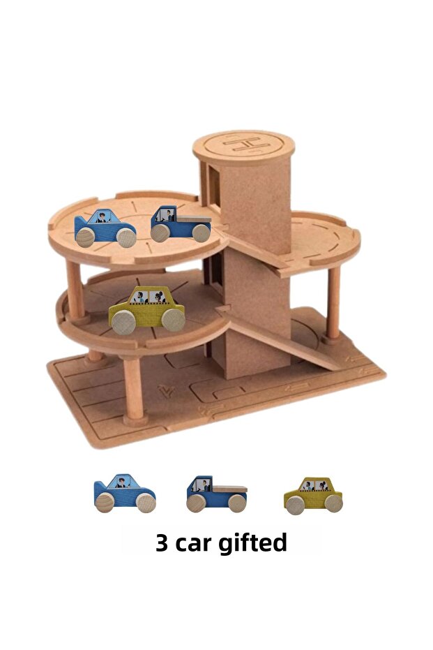 Wooden Multi-Storey Car Parking with 3 Cars as a Gift