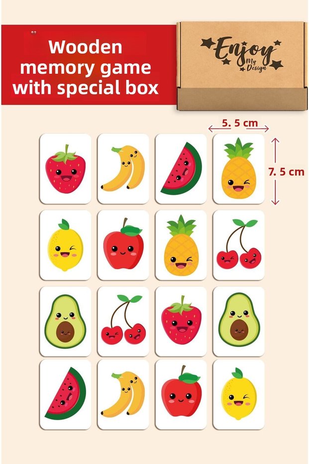 I'm Learning Fruits Wooden Intelligence Cards Matching Game Memory Card Wooden Educational Puzzle Toy