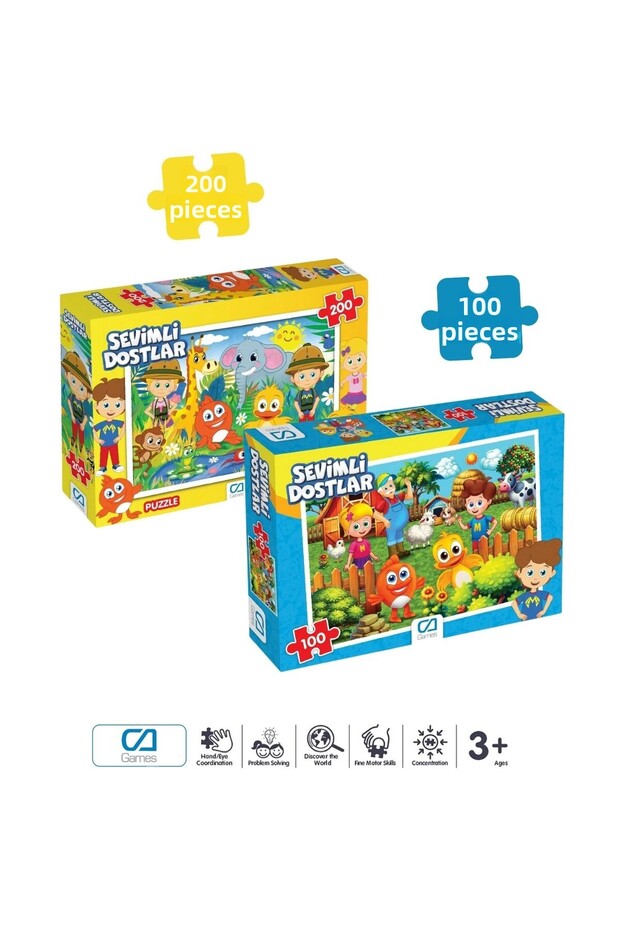 (Set of 2) Cute Friends Licensed 200 - 100 Piece Children's Puzzle Jigsaw Series
