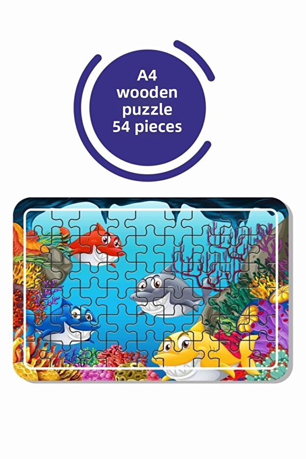 Puzzle Cute Sharks 54 Piece Wooden Puzzle For Children