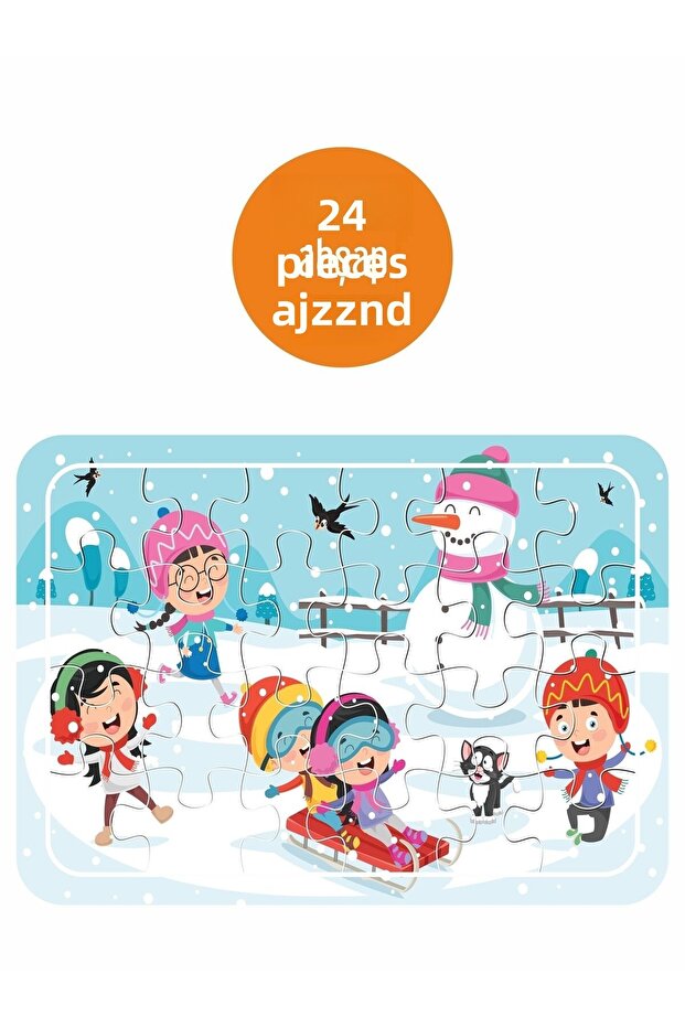 Game Time in the Snow in Winter 24 Piece Wooden Puzzle