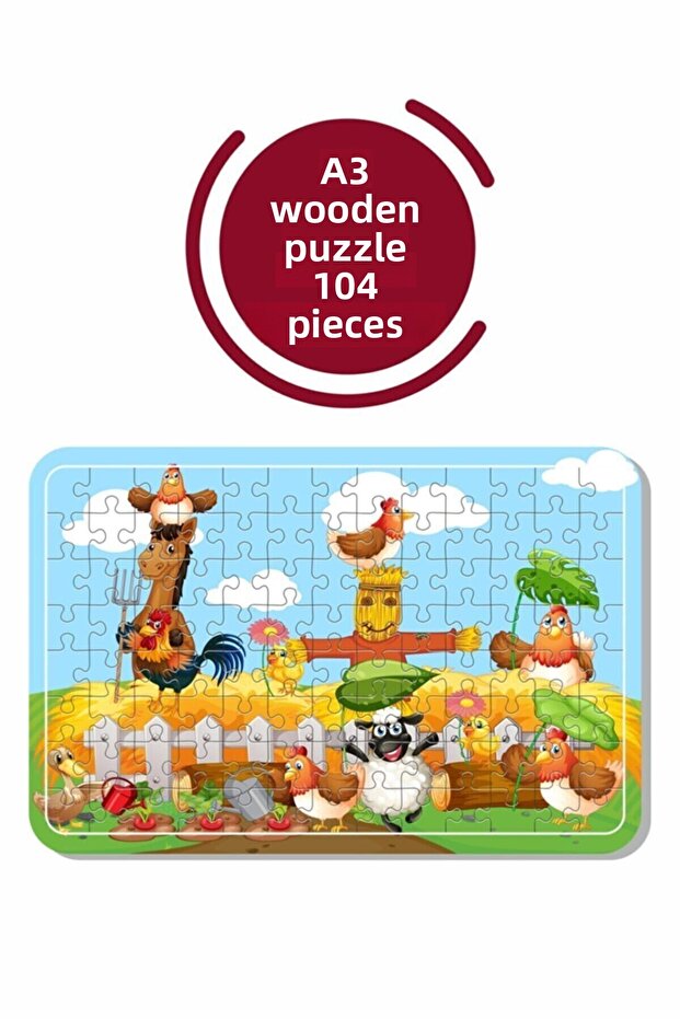 Cute Animals A3 104 Piece Puzzle, Toy, Jigsaw