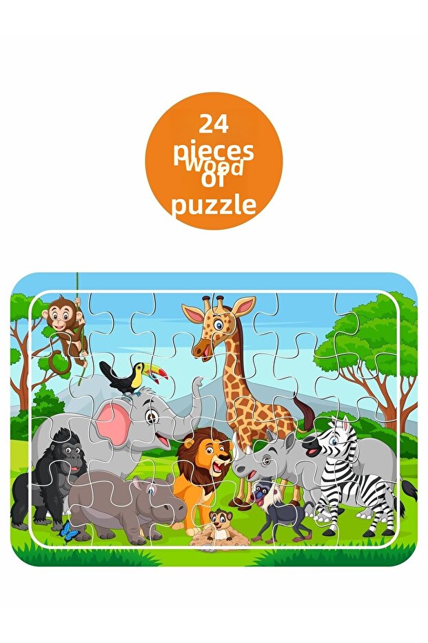 Cute Animals 24 Piece Wooden Puzzle