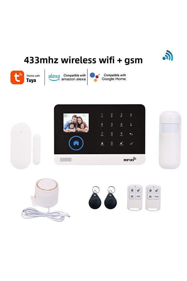 Wireless WIFI GSM Auto-dial Alarm System Display Door Sensor PIR Phone APP Remote Control Smart H... - 7