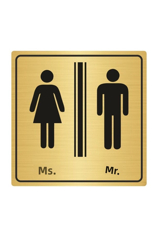 Wc Directional Sign Men Women 20Cmx20Cm Sy03 Gold Color Metal