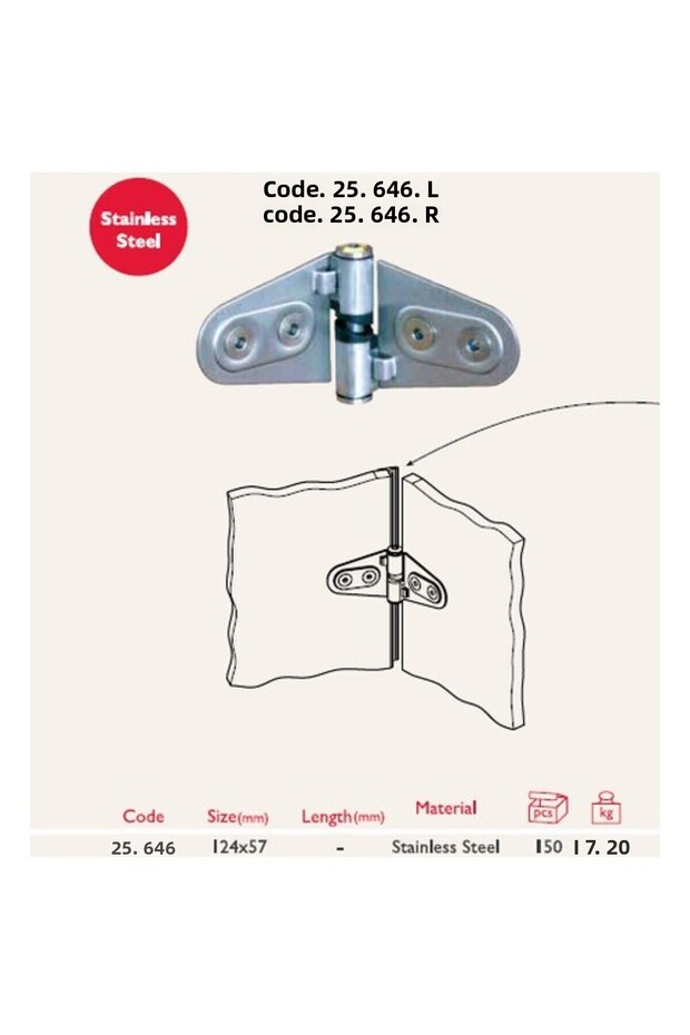 Cabinet Hinge Stainless Oval Right - 3