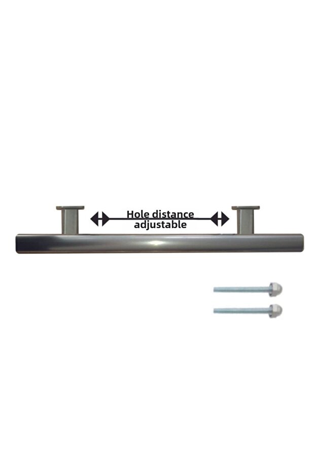 60 cm Hole Distance Adjustable Steel Door Pull Handle - Silver
