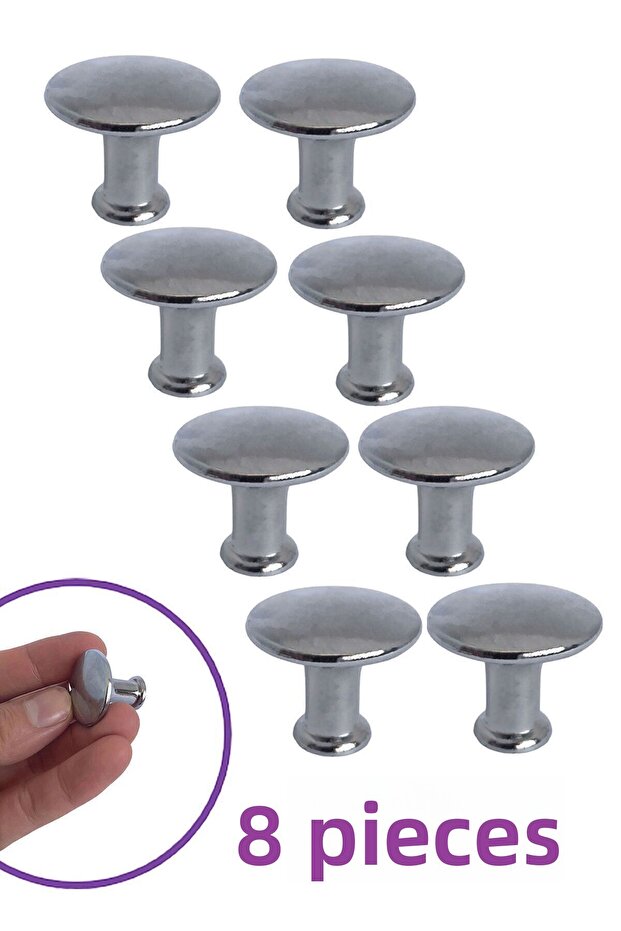 Flat Knob Chrome Handle Furniture Drawer Cabinet Door Handle Metal Handle Accessories with Screws (8 Pieces)