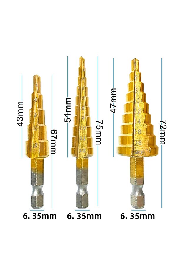 Hexagonal handle titanium plated ladder drill tower drill bit set 3-12/4-12/4-20mm small three pi... - 3