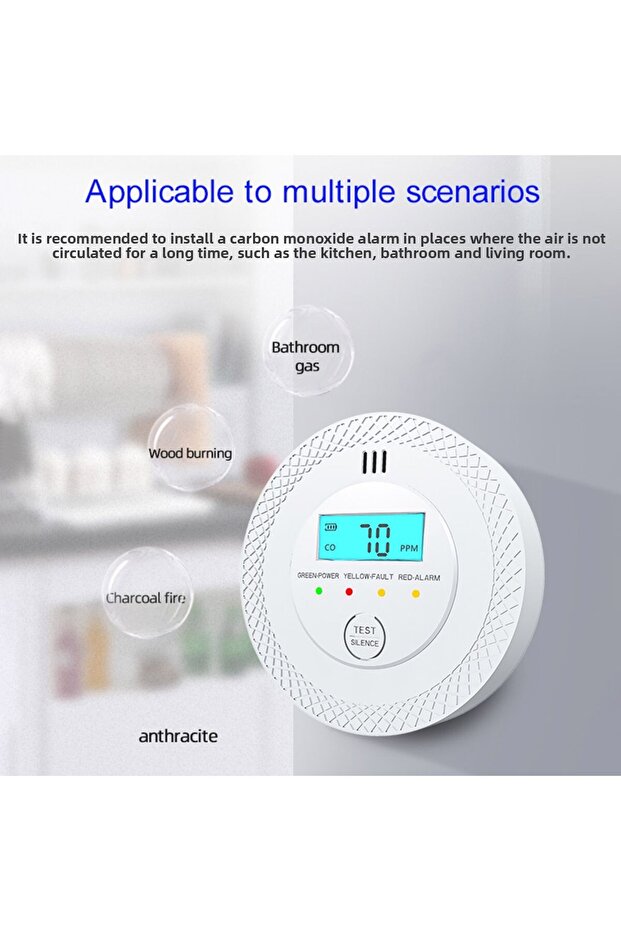 CO Alarm Sensor 85dB High Sensitive Warning Smoke and Carbon Monoxide Detector Alarm with LEDs Ba... - 2