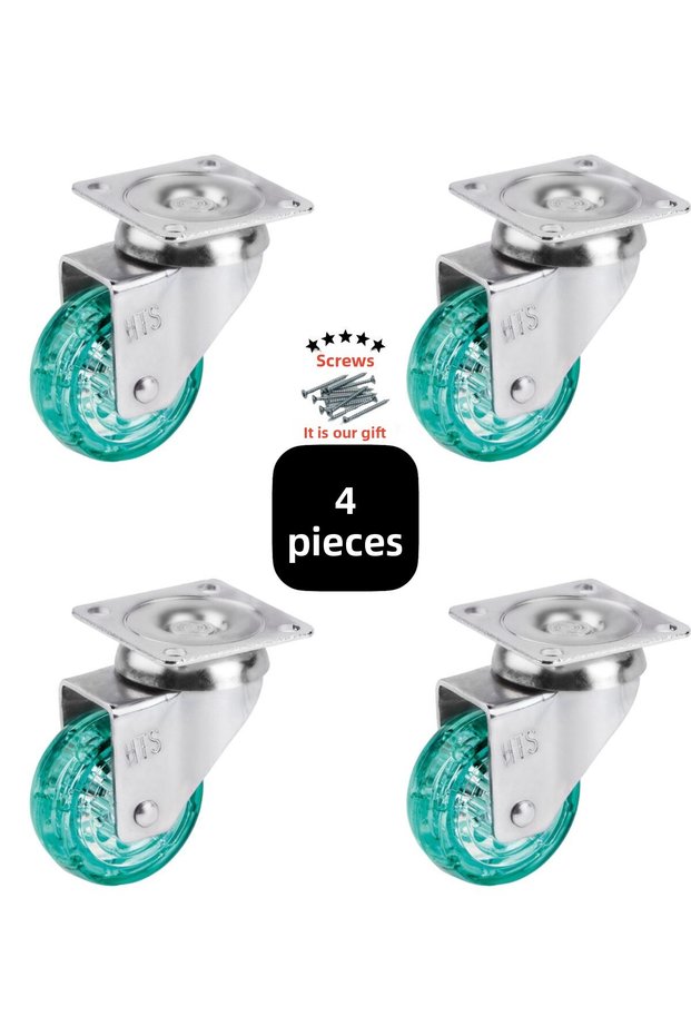 50 Pieces Transparent Green Decorative Furniture Caster with Turntable - 4 Pieces