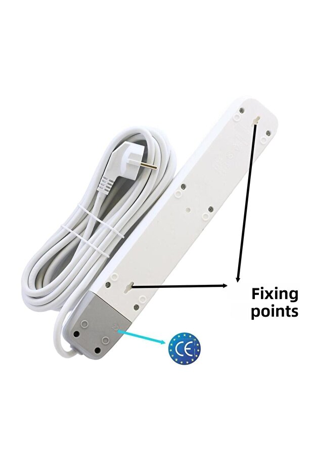 6-piece Group Socket - 2 Meter Grounded Plug Coupler Socket, Switch-free and Multiple Extension Cable - 4