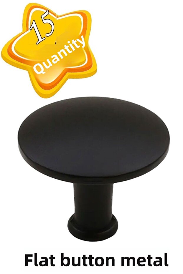 15 Pcs Flat Button Black Handle Furniture Drawer Cabinet Door Handle Metal Handle Accessories with Screw