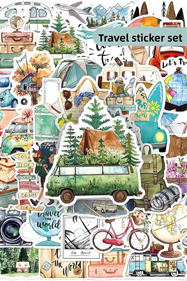100 Pieces Travel Sticker Set - Reading Bullet Journal Scrapbook Agenda Laptop Phone Sticker