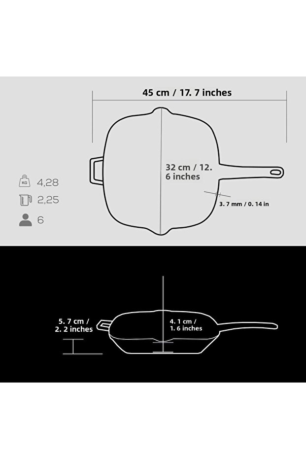 شواية مستطيلة مقاس 26 × 32 سم - صينية حديدية صلبة ومقبض - 5