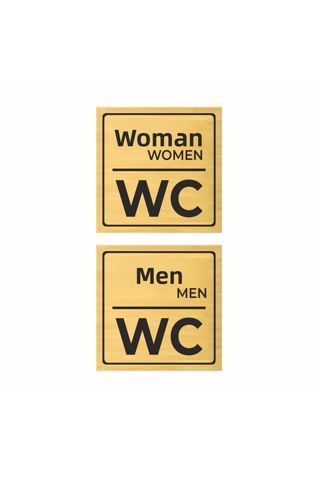 Metal Gold Gold Wc Door Women Women - Men Men 15X15 cm 2 Pcs