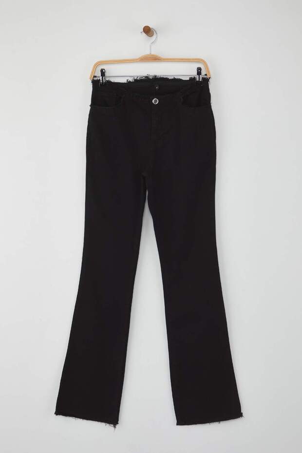 Siyah Bel Detaylı Düşük Bel Flare Jeans TWOAW26JE00044 - 5
