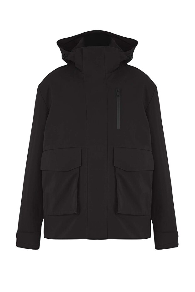 Siyah Fitted Kışlık Parka Kalın Erkek Mont TMNAW26MO00007 - 5